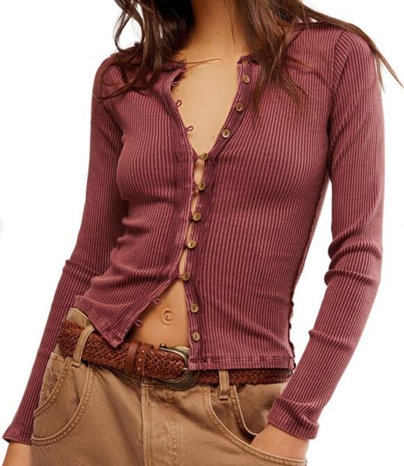 Free People Tops - 088 NWOT Free People It's On Cardi Top | Color Wild Ginger | Size XS